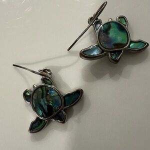 Ocean-Inspired Turtle Earrings in Silver and Green